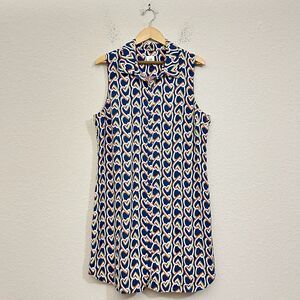CAbi Blue and Cream Patterned Mini Dress